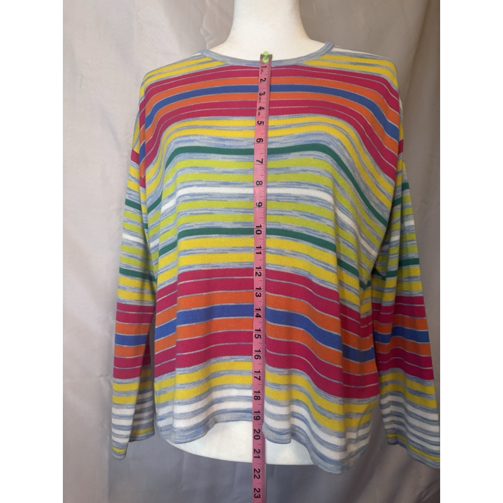 Soft Surroundings PXL Rainbow Stripe Knit Sweater Long Sleeve Colorful Pastel - Picture 4 of 6